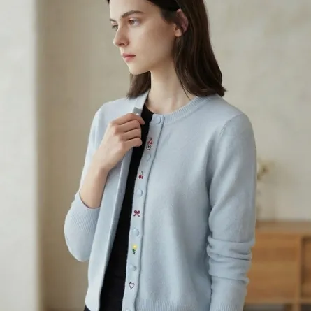 Sweet Pastels Embroidered Knit Cardigan - Image 4