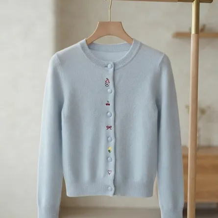 Sweet Pastels Embroidered Knit Cardigan - Image 6