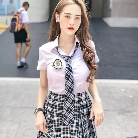 Women's Black & White Plaid Schoolgirl Cosplay Uniform Set - Anime/JK Style Cosplay Costume - Image 5