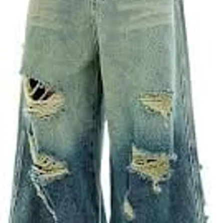 Vintage Distressed High-Waist Wide-Leg Jeans - Image 4