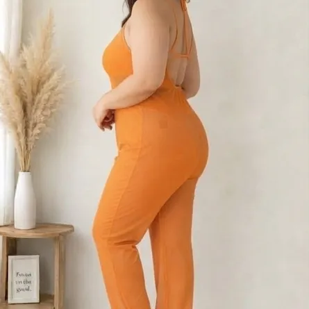Orange Sheer Mesh Halter Neck One-Piece Night Suit - Image 5