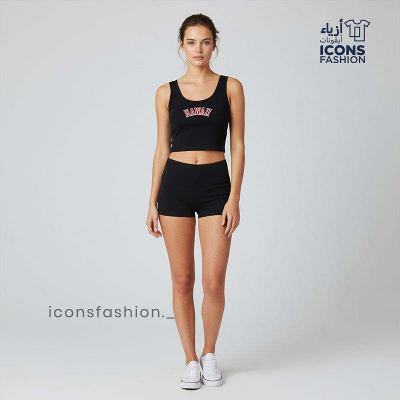 Black-sleeveless-crop-top-for-women-with-printed-text-on-front-round-neckline