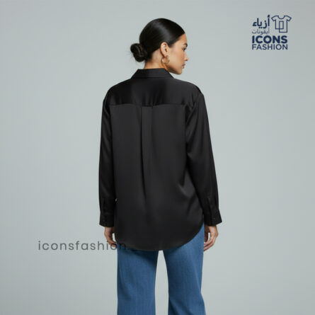 Satin shirt for women | Women solid collar top | Ladies elegant long sleeve shirt - Image 3