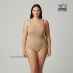 Women-nude-spaghetti-strap-camisole-bodysuit-smooth-stretch-fabric-moderate-bottom-coverage-layering-innerwear