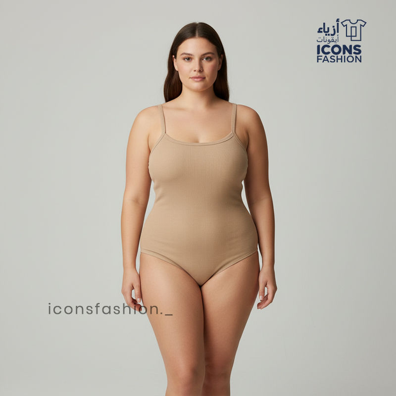 Women-nude-spaghetti-strap-camisole-bodysuit-smooth-stretch-fabric-moderate-bottom-coverage-layering-innerwear