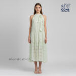 Mint-green-women-lace-midi-dress-halter-neck-tiered-sleeveless-summer-wear-dress