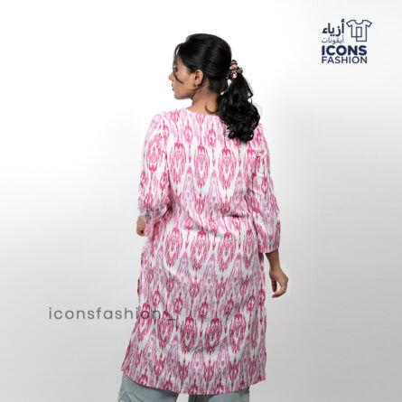 Women pink ikat printed Kurti | Ladies daily wear | Women Straight Kurti - Image 3