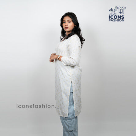 Women White Printed Kurti | Ladies daily wear | Women ethnic long kurti - Image 3