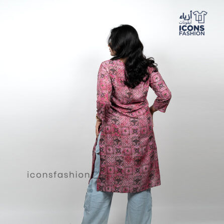 Women pink printed kurti | Women straight long kurti | Ladies stylish ethnic wear - Image 3