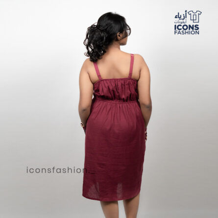 Women sleeveless dress | Maroon casual A-line dress with pockets | Ladies stylish western wear - Image 4