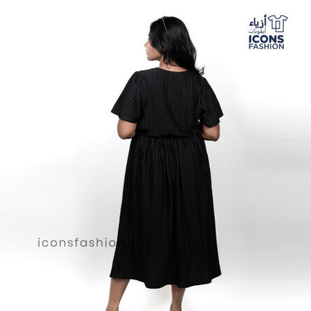 Women black midi dress | Women elegant dress | Ladies stylish pleated dress - Image 4
