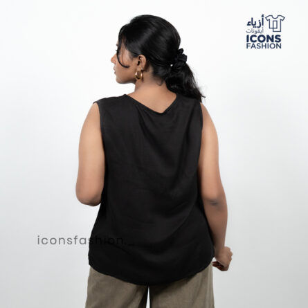 Women black sleeveless | Ladies stylish button front top - Image 3