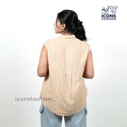Striped sleeveless shirt for women | Ladies casual button down shirt - Image 3