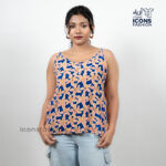 Blue-floral-printed-spaghetti-straps-top-for-women