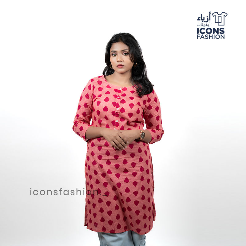 Pink-heart-print-kurti-for-women