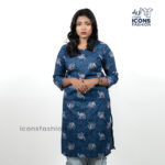 Blue-elephant-print-kurti-for-women
