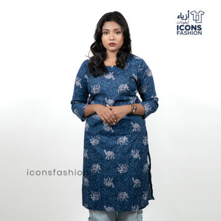 Blue-elephant-print-kurti-for-women