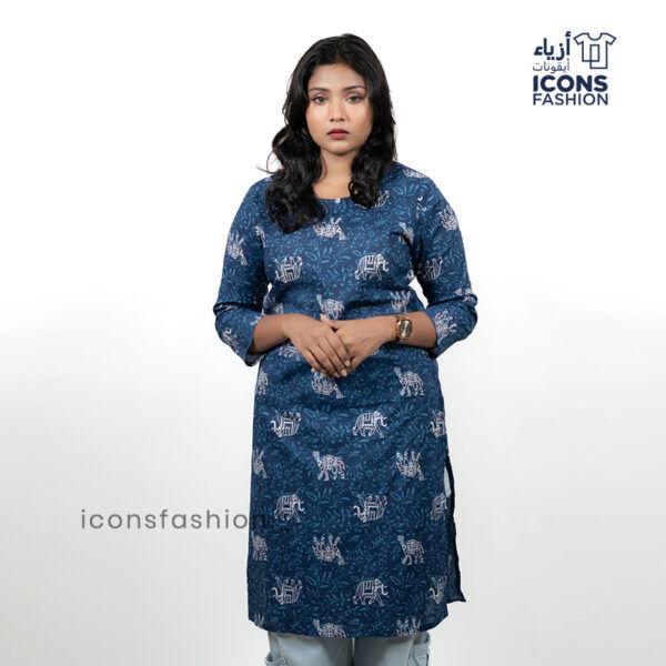 Blue-elephant-print-kurti-for-women