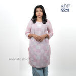 Pink-printed-straight-kurti-for-women-with-round-neck-and-three-quarter-sleeves