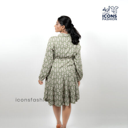 Printed shirt dress for women | Collared button-front casual dress - Image 3