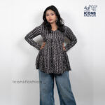 Black-printed-long-sleeve-kurti-top-for-women-with-round-neck-and-relaxed-fit