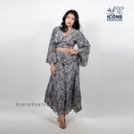 Women-grey-paisley-printed-crop-top-and-wide-leg-pants-co-ord-set-with-flared-sleeves