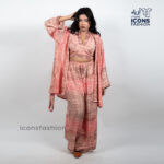 Women-peach-paisley-printed-crop-top-wide-leg-pants-and-long-shrug-three-piece-co-ord-set