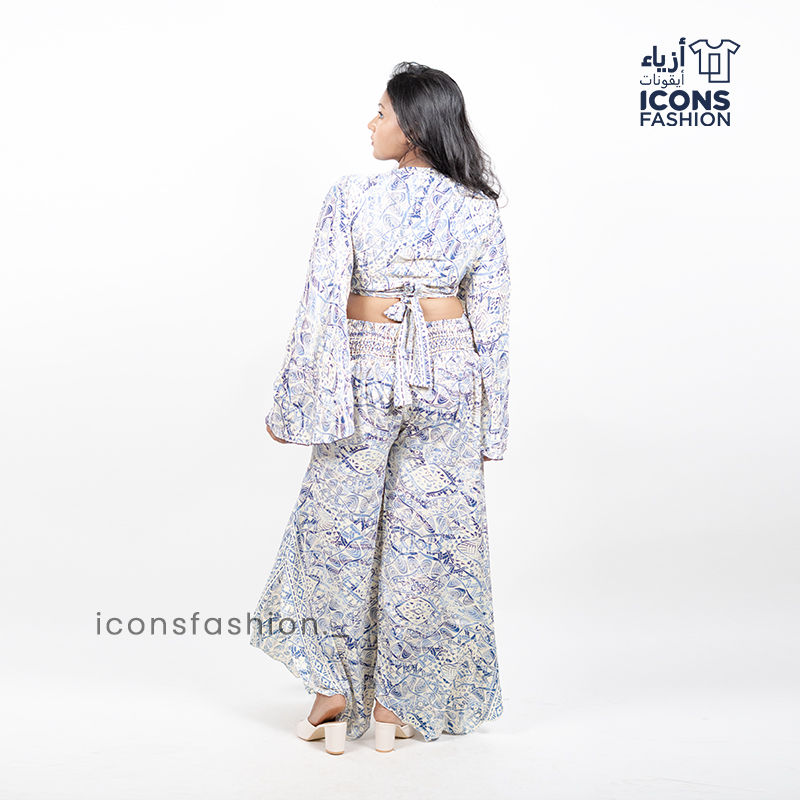 Multicolour-ladies-printed-crop-top-with-wide-leg-pants-co-ord-set