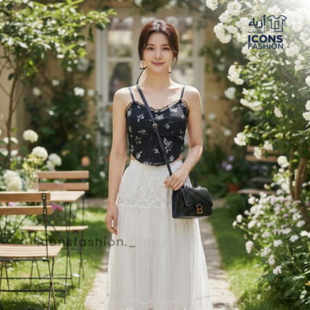 Black-camisole-top-with-floral-embroidery-sweetheart-neckline-and-spaghetti-straps
