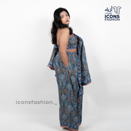 Women printed Co-Ord set | Ladies stylish wide leg pants crop top and shrug - Image 3