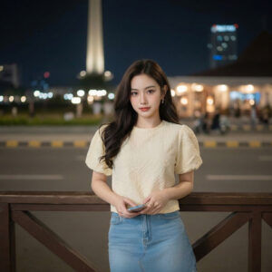Women-yellow-top-with-puff-sleeves-and-round-neck