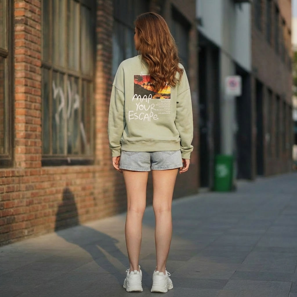 women-olive-green-oversized-sweatshirt-crew-neck-long-sleeve-casual-pullover-with-minimal-chest-and-back-print