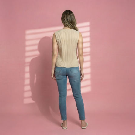 Women's ribbed button front knit top - Image 3