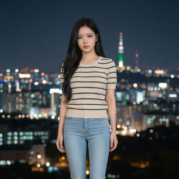 Beige-striped-slim-fit-round-neck-top