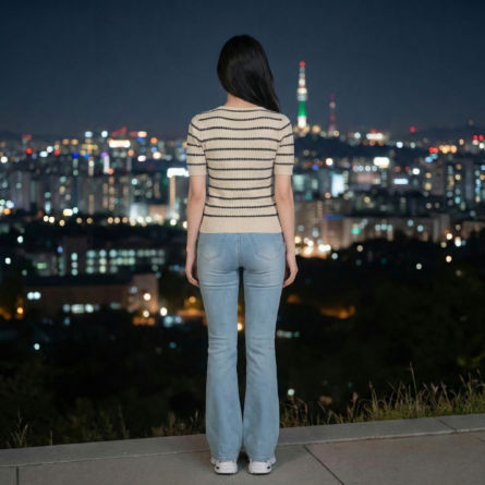 Beige-striped-slim-fit-round-neck-top