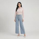 Pink-cropped-button-front-shirt