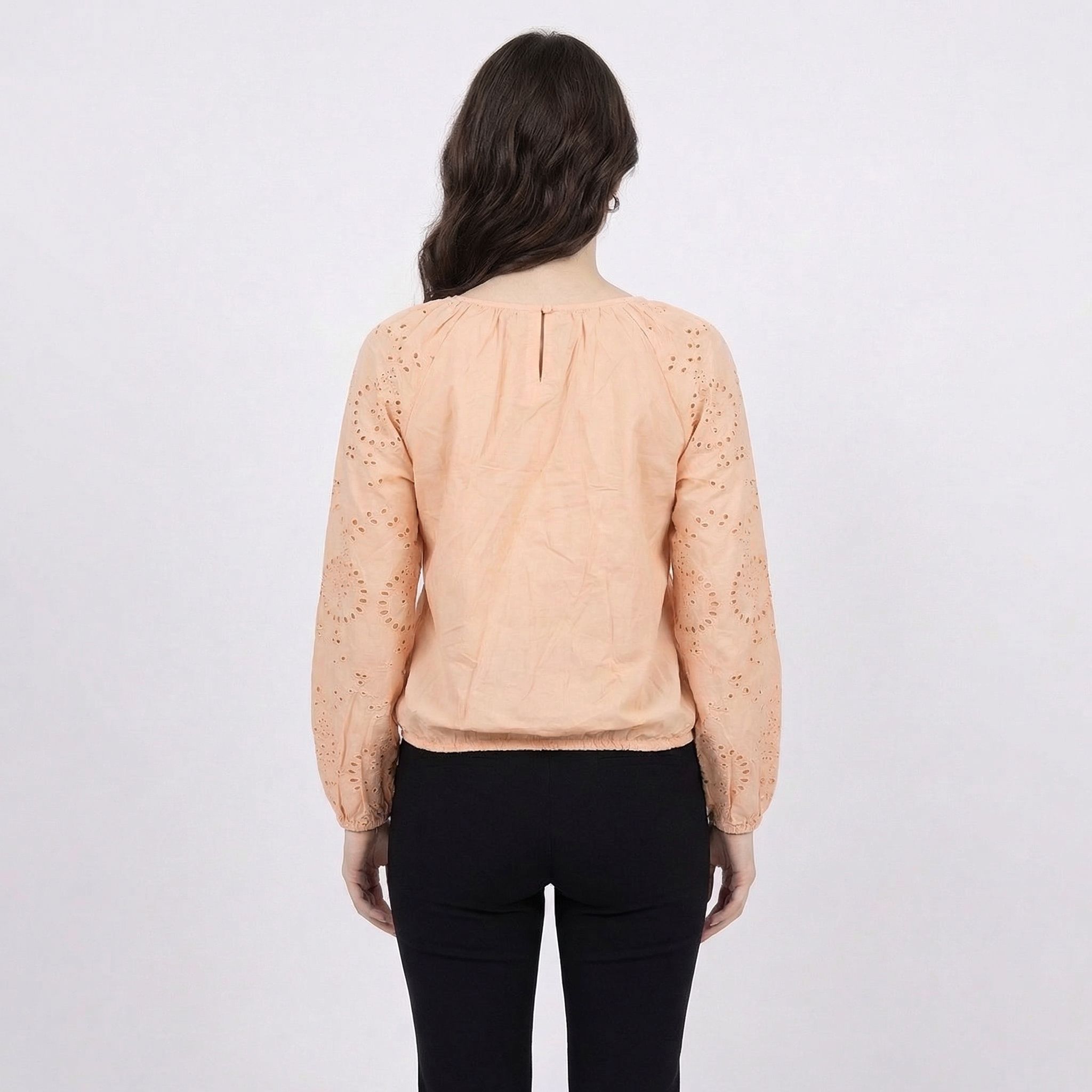 Peach-broderie-anglaise-ruffle-blouse-women