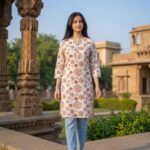 White-printed-straight-kurta-with-three-quarter-sleeves