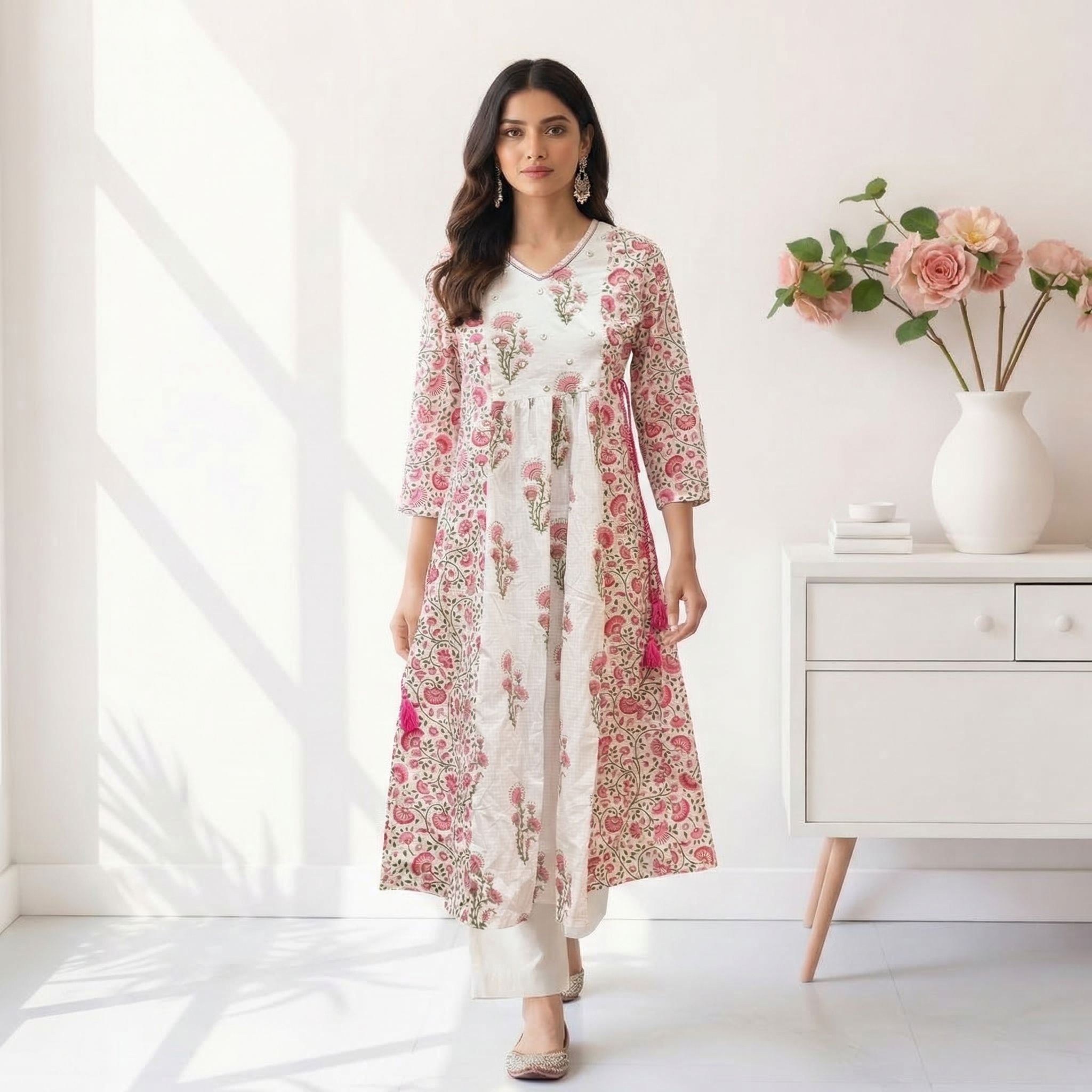 White-A-line-Anarkali-kurta-dress