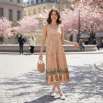 Beige-printed-sleeveless-round-neck-midi-dress