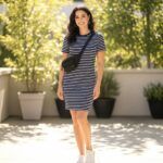 Women-navy-blue-striped-t-shirt-bodycon-dress-with-short-sleeves
