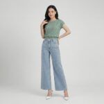 Sage-green-textured-cap-sleeve-round-neck-top-for-women