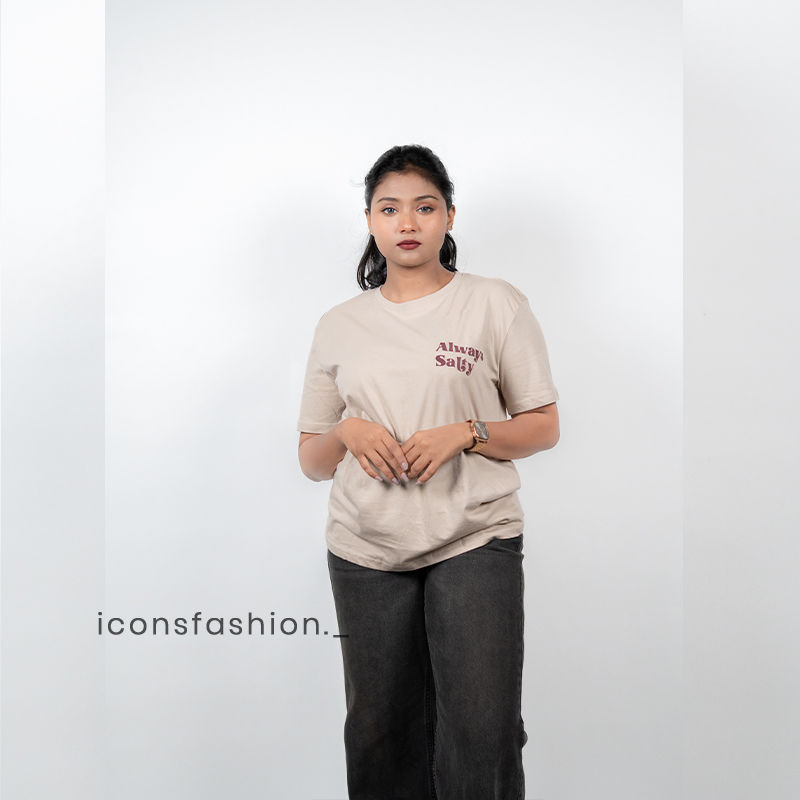 Beige-graphic-print-round-neck-half-sleeve-women’s-t-shirt