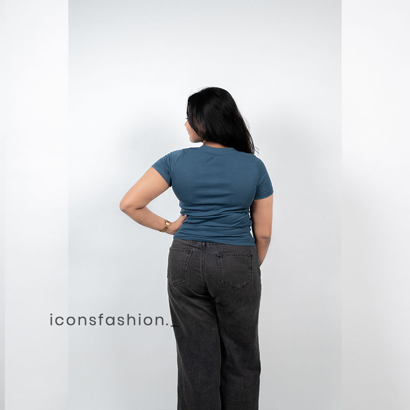 Blue-ribbed-button-neck-short-sleeve-top