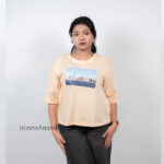 Peach-graphic-print-oversized-T-shirt