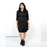 Black-button-down-belted-shirt-dress-for-women