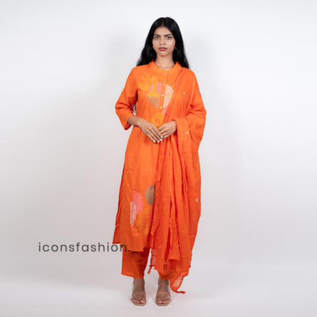 Orange-cotton-kurta-set-with-embroidery-and-dupatta