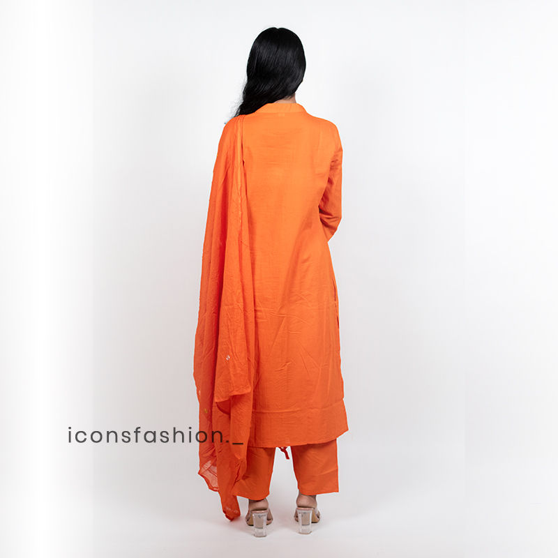 Orange-cotton-kurta-set-with-embroidery-and-dupatta