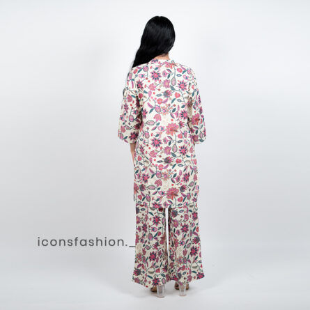 Women’s-pink-floral-printed-ethnic-co-ord-set-with-straight-kurta-and-ankle-length-pants