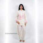 Women’s-off-white-co-ord-set-with-embroidered-and-shirt-style-top-and-pants
